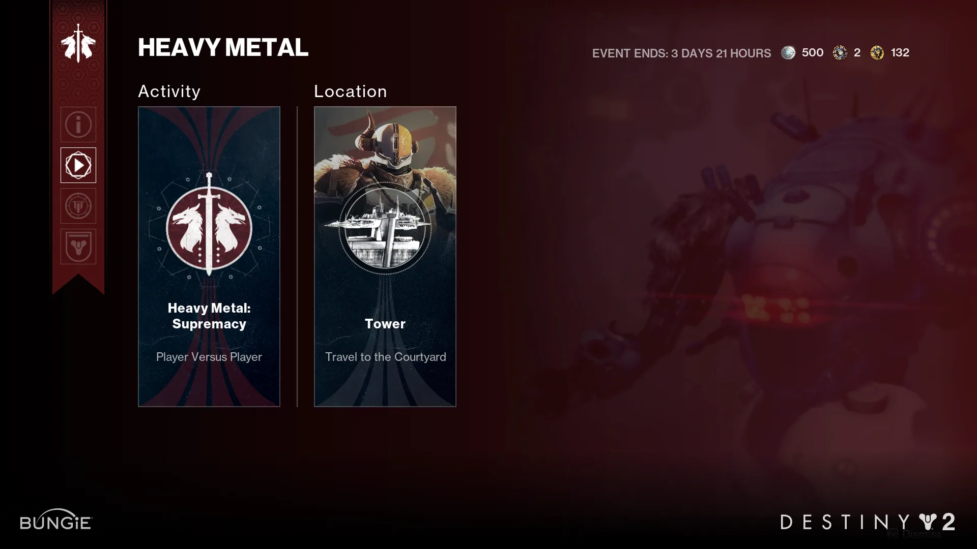 Event Home Play Now screen