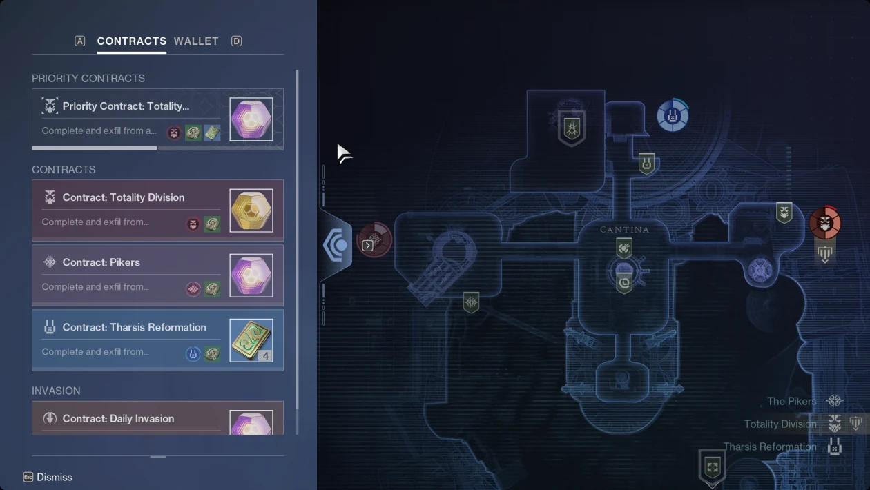 Requirement: invasions and contracts flyout