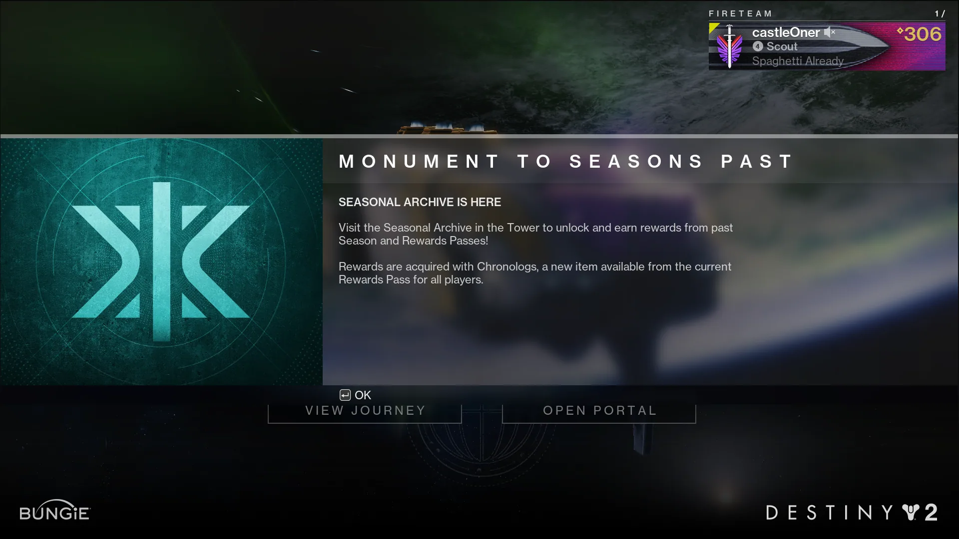 Monument to Seasons Past notice dialog