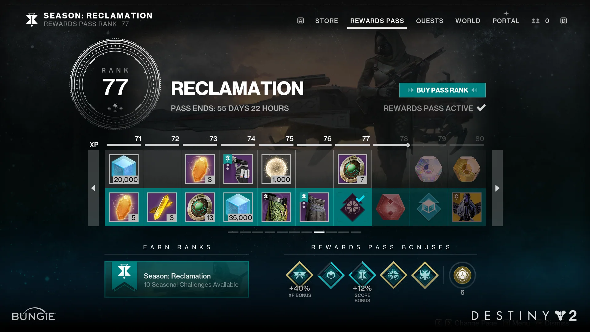 Rewards Pass UI, standard track