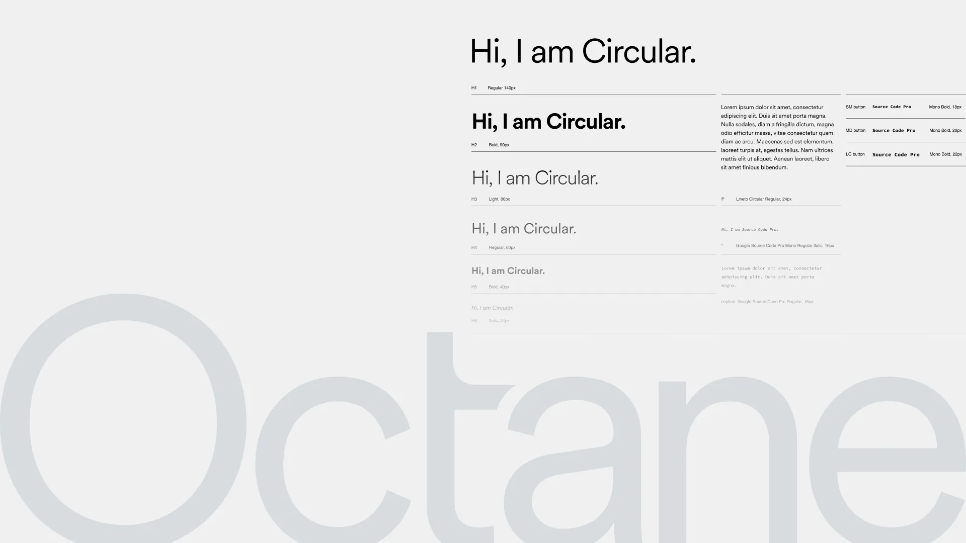 Octane style guide, colour and type